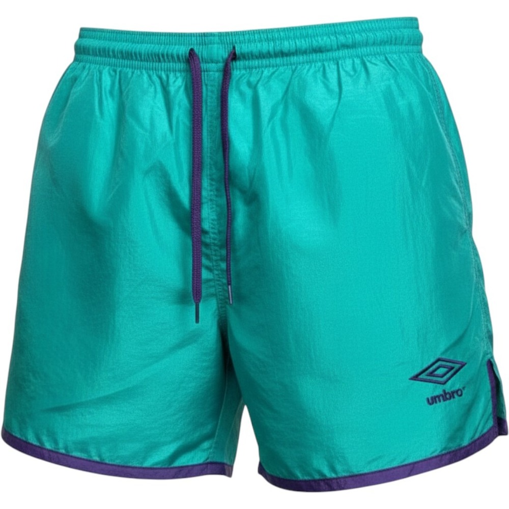 Vintage Umbro Nylon Soccer Shorts Teal Purple Made in USA Mens Small 90s